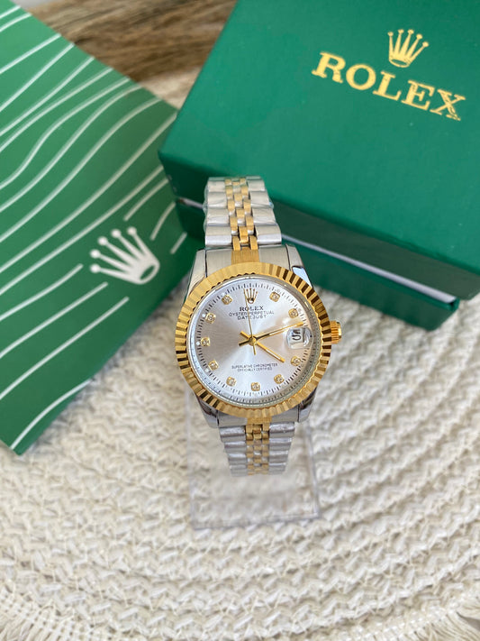 Rolex Watch with mixed Gold and Silver Strap