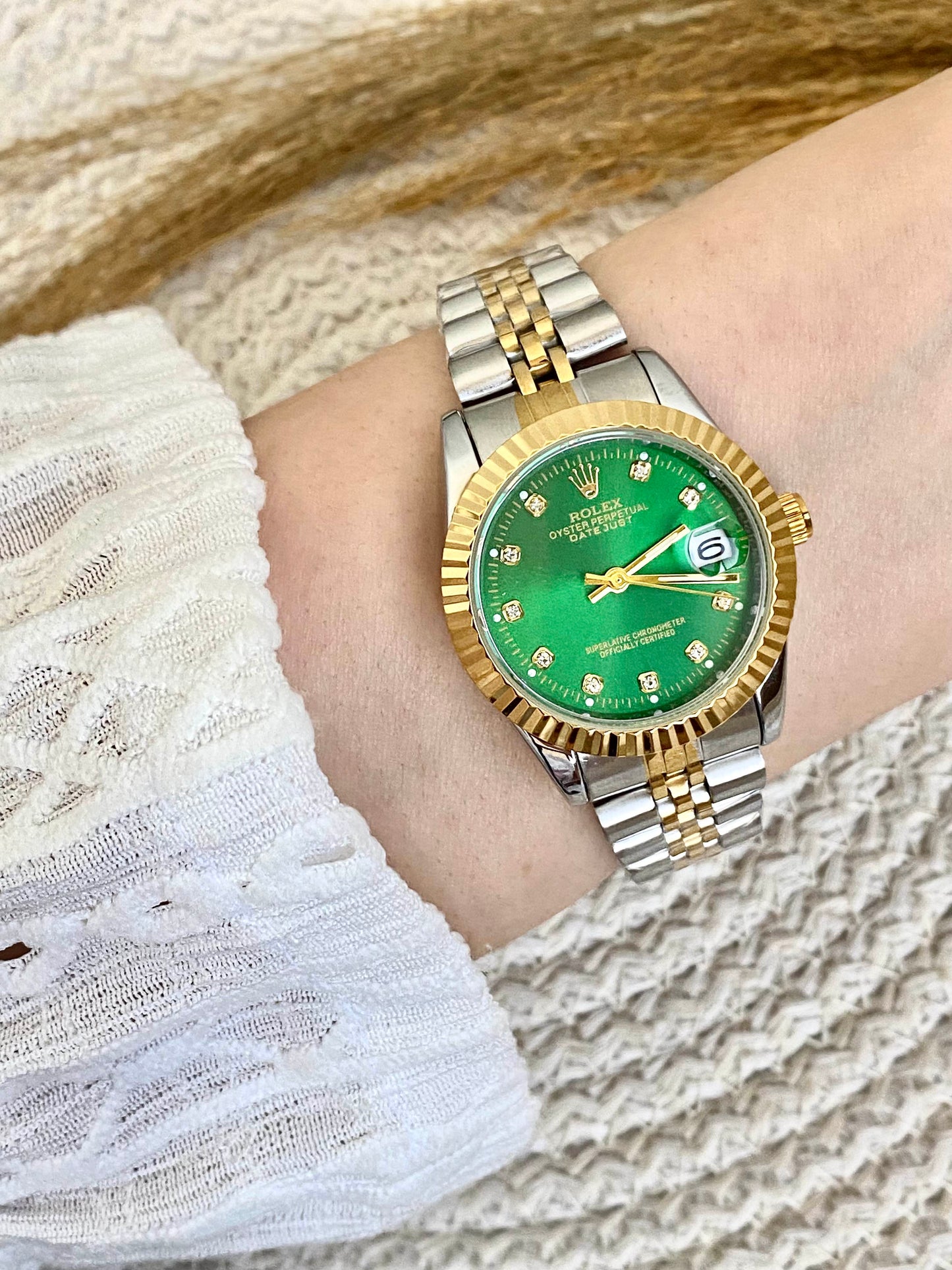 Rolex Watch with mixed Gold and Silver Strap